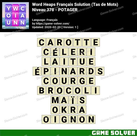 Wordalot Niveau 378 Solution .